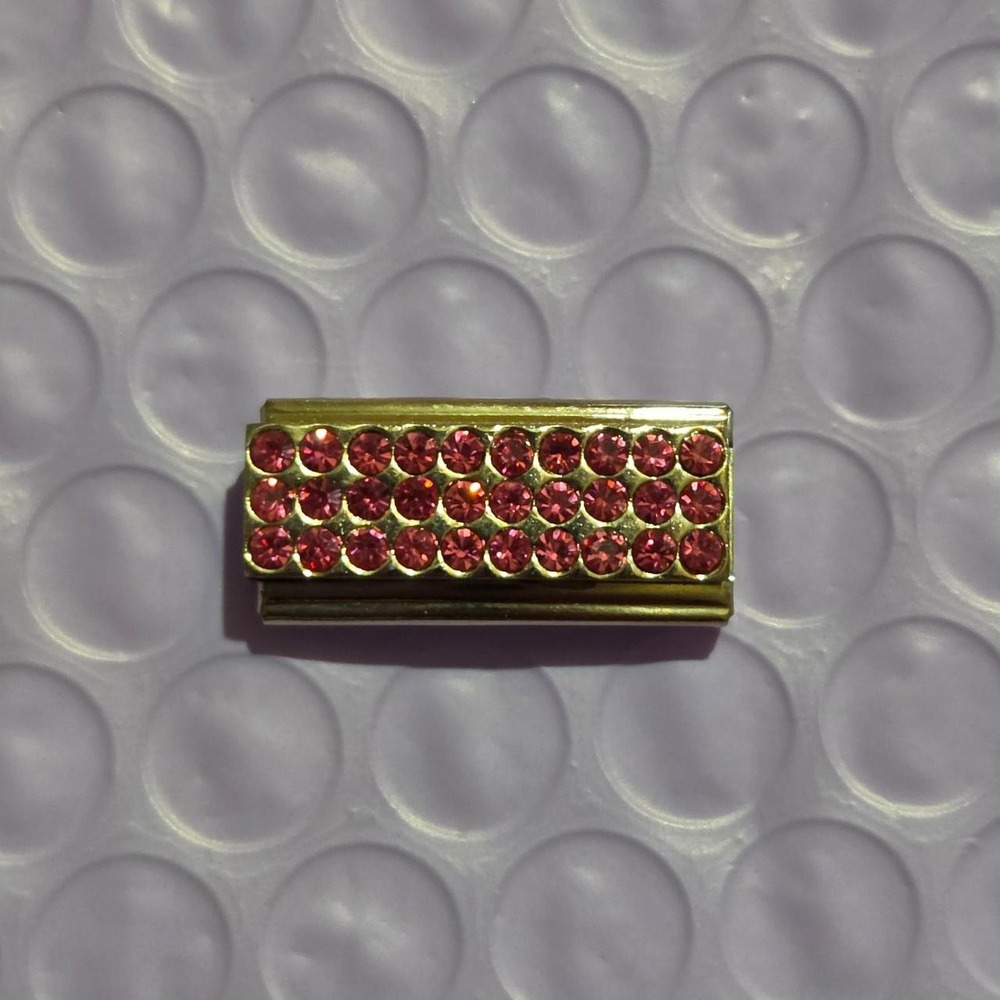 Pink rhinestone Italian charm